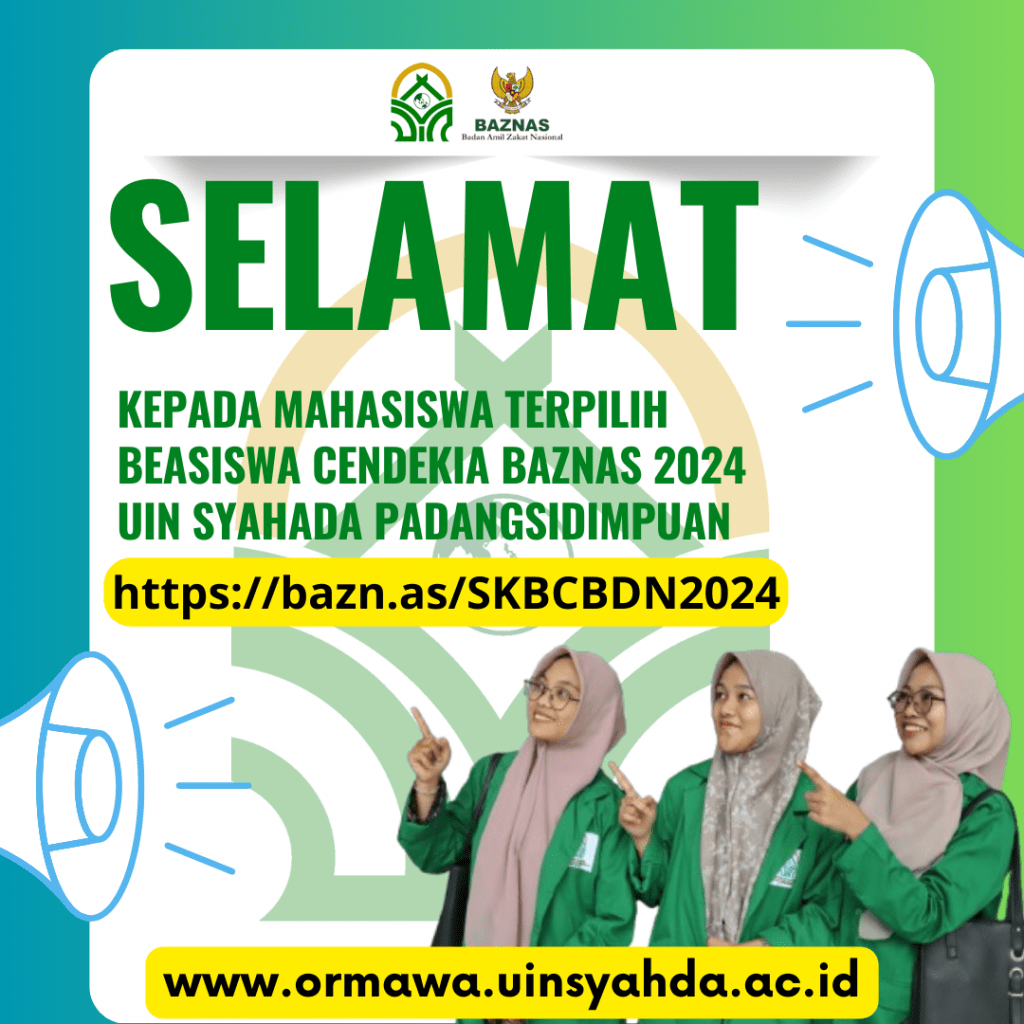 Prestasi Gemilang! Mahasiswa UIN Syahada Padangsidimpuan Terpilih sebagai Penerima Beasiswa Cendekia BAZNAS 2024