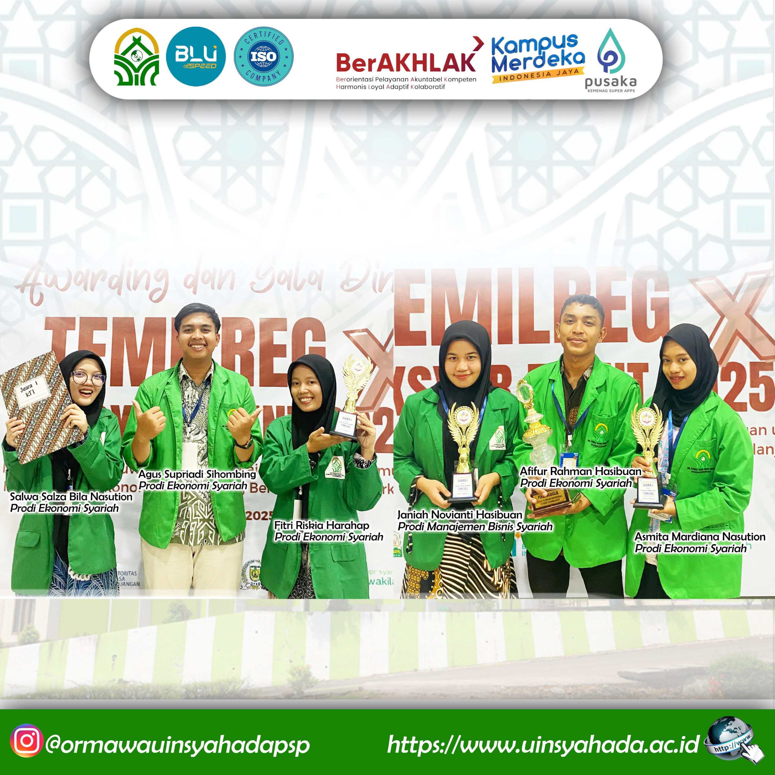 Kelompok Studi Ekonomi Islam Ittihad UIN Syekh Ali Hasan Ahmad Addary Padangsidempuan Raih Juara Umum pada TEMILREG FOSSEI SUMBAGUT 2025 di Banda Aceh